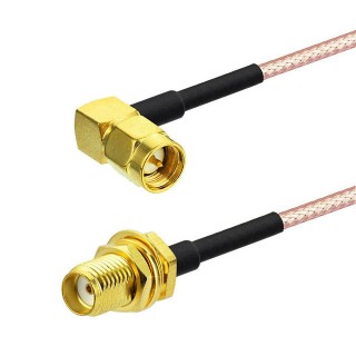 SMA Male R/Angle to SMA Female RG316 Coaxial Cable Assy 15cm 6"