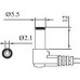 DC LEAD R/A 2.1mm Male 12mm Long Barrel